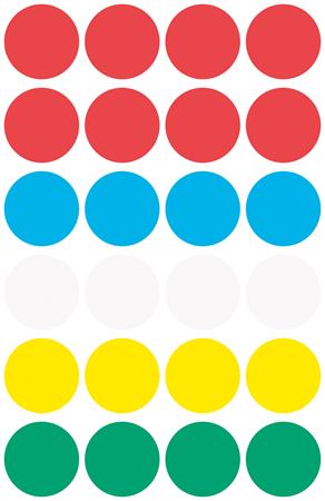 Etikett, 18 mm, kör, AVERY ZWECKFORM, 5 különböző szín, 96 etikett/csomag